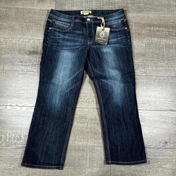 Democracy Denim - Democracy‎ Straight Jeans Women's 12 Blue Cotton Denim Dark Wash Outdoor Grunge